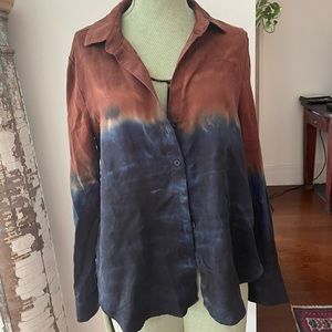 Anthropologie women’s blue and brown button up